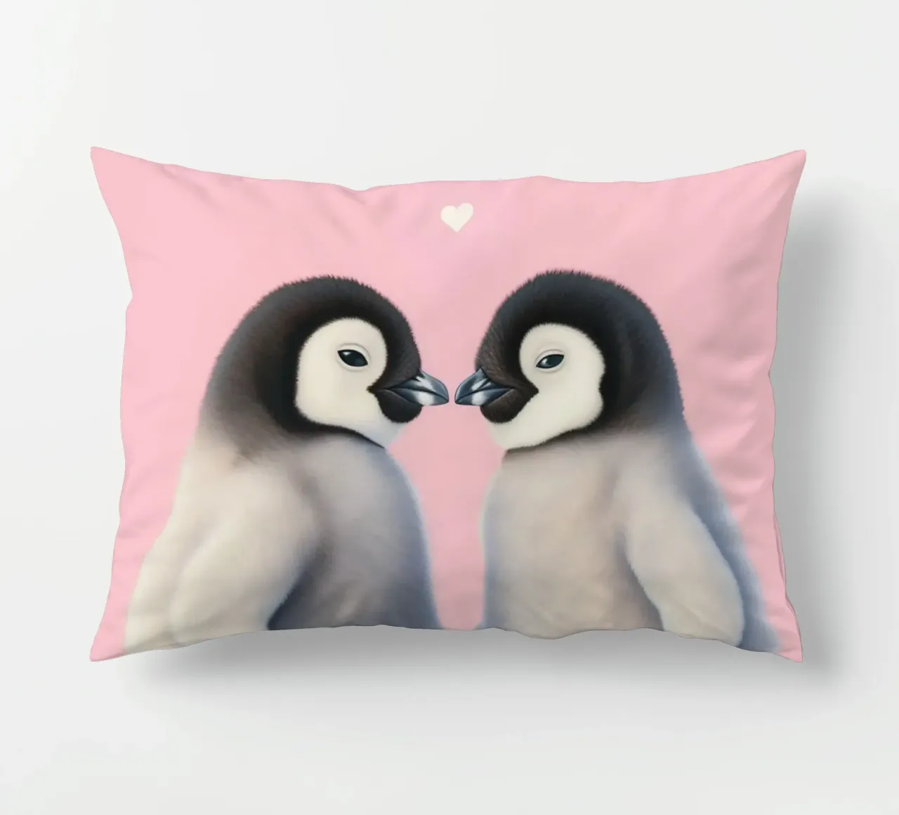 Pinguini innamorati di un cuore cuscino da Carinaprint