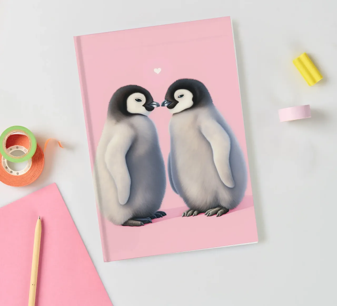 Penguins in love with a heart notebook by Carinaprint