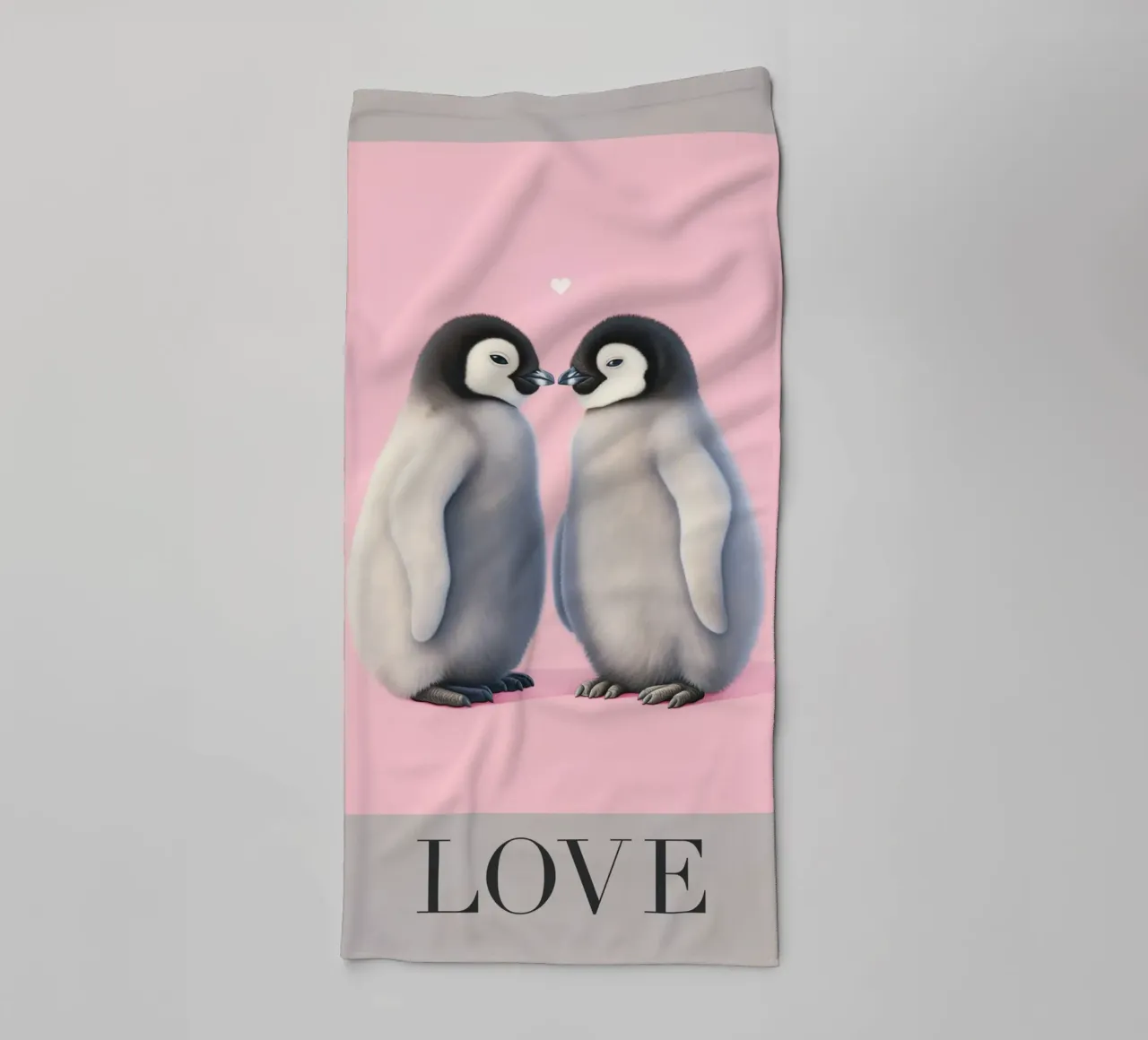 Cari pinguini con un cuore asciugamano da bagno da Carinaprint