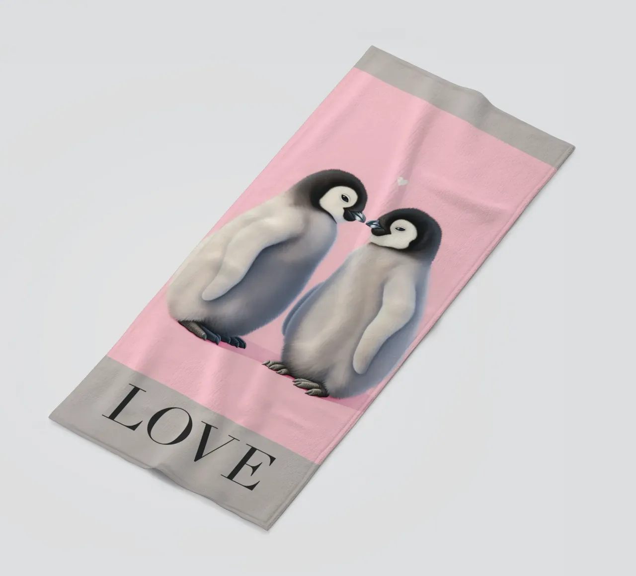 Cari pinguini con un cuore telo mare da Carinaprint