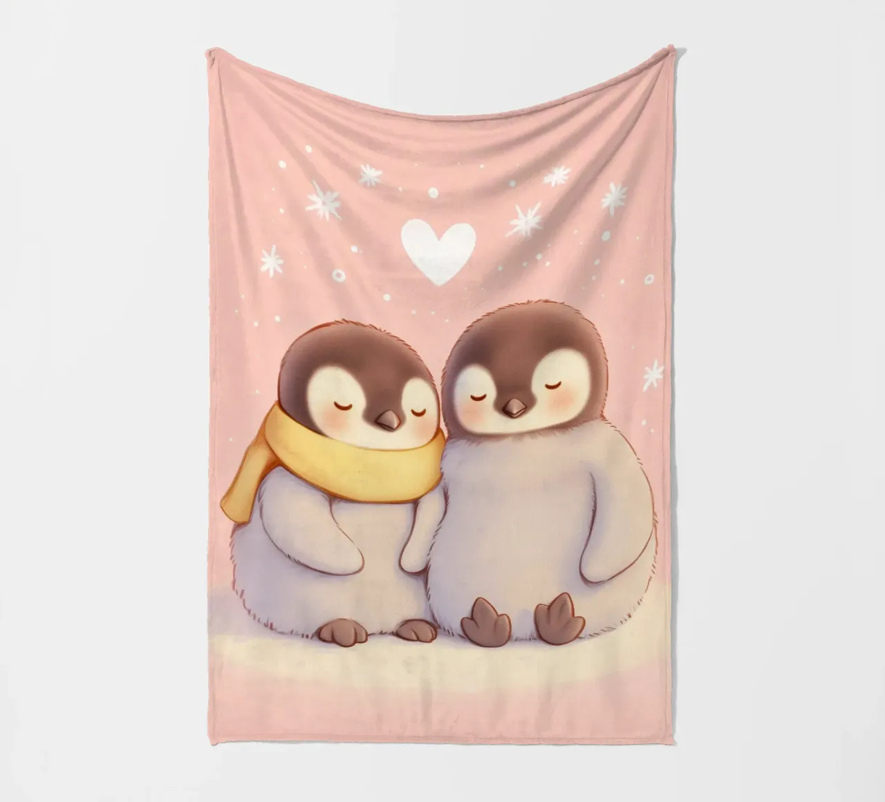 Pinguini romantici con un cuore coperta in pile da Carinaprint