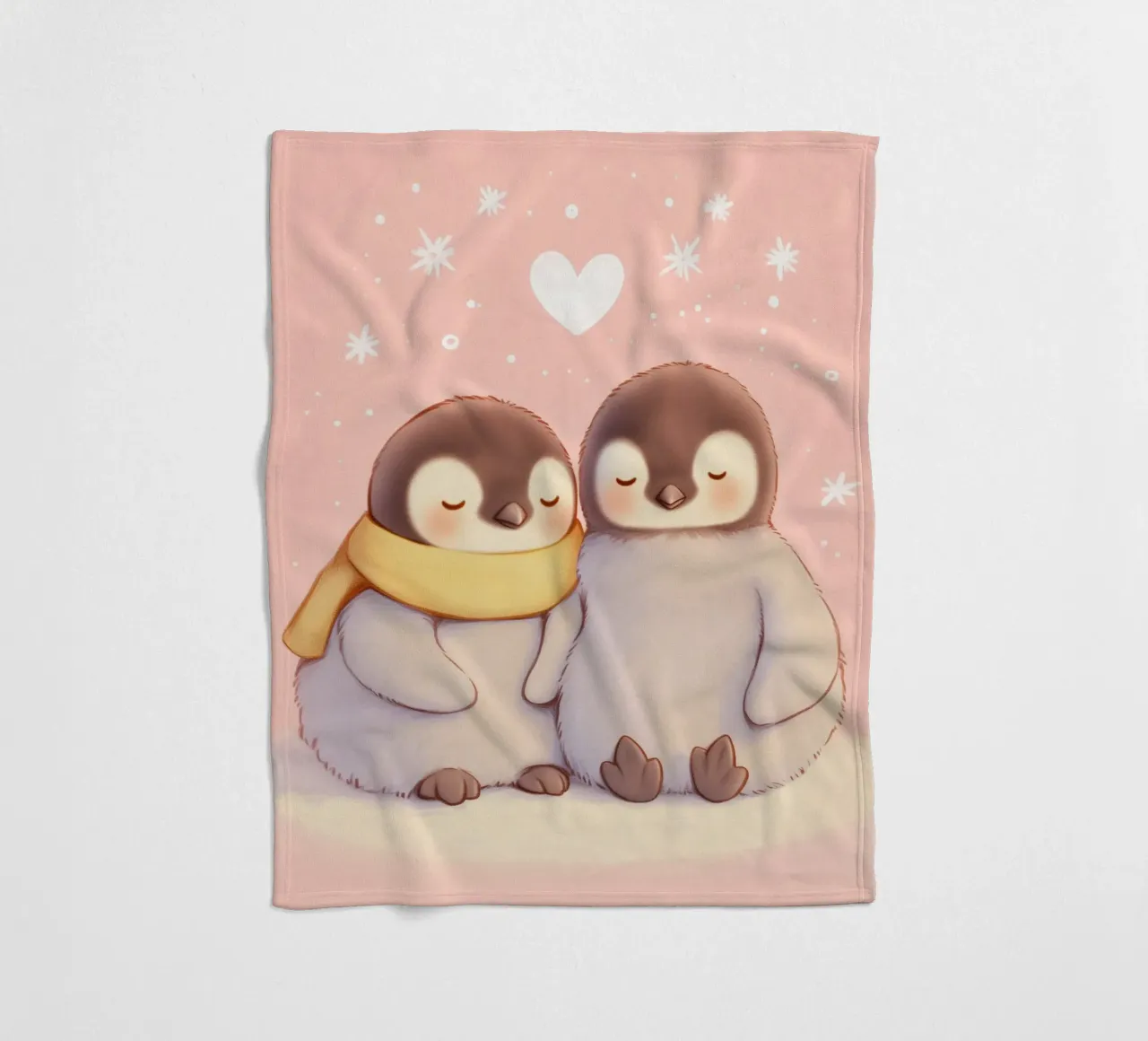 Pinguini romantici con un cuore coperta in pile da Carinaprint