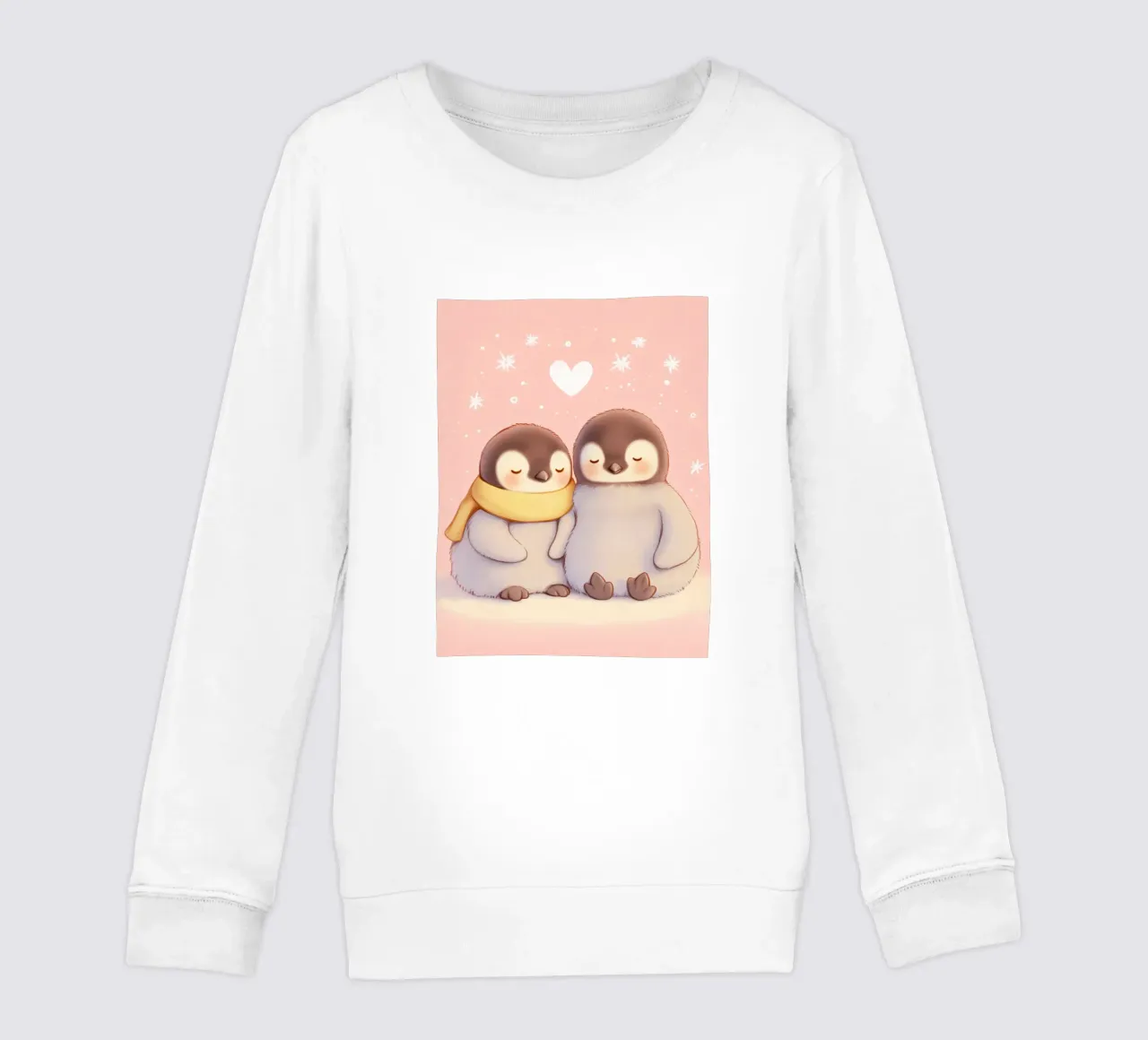 Pinguini romantici con un cuore felpa bambino da Carinaprint