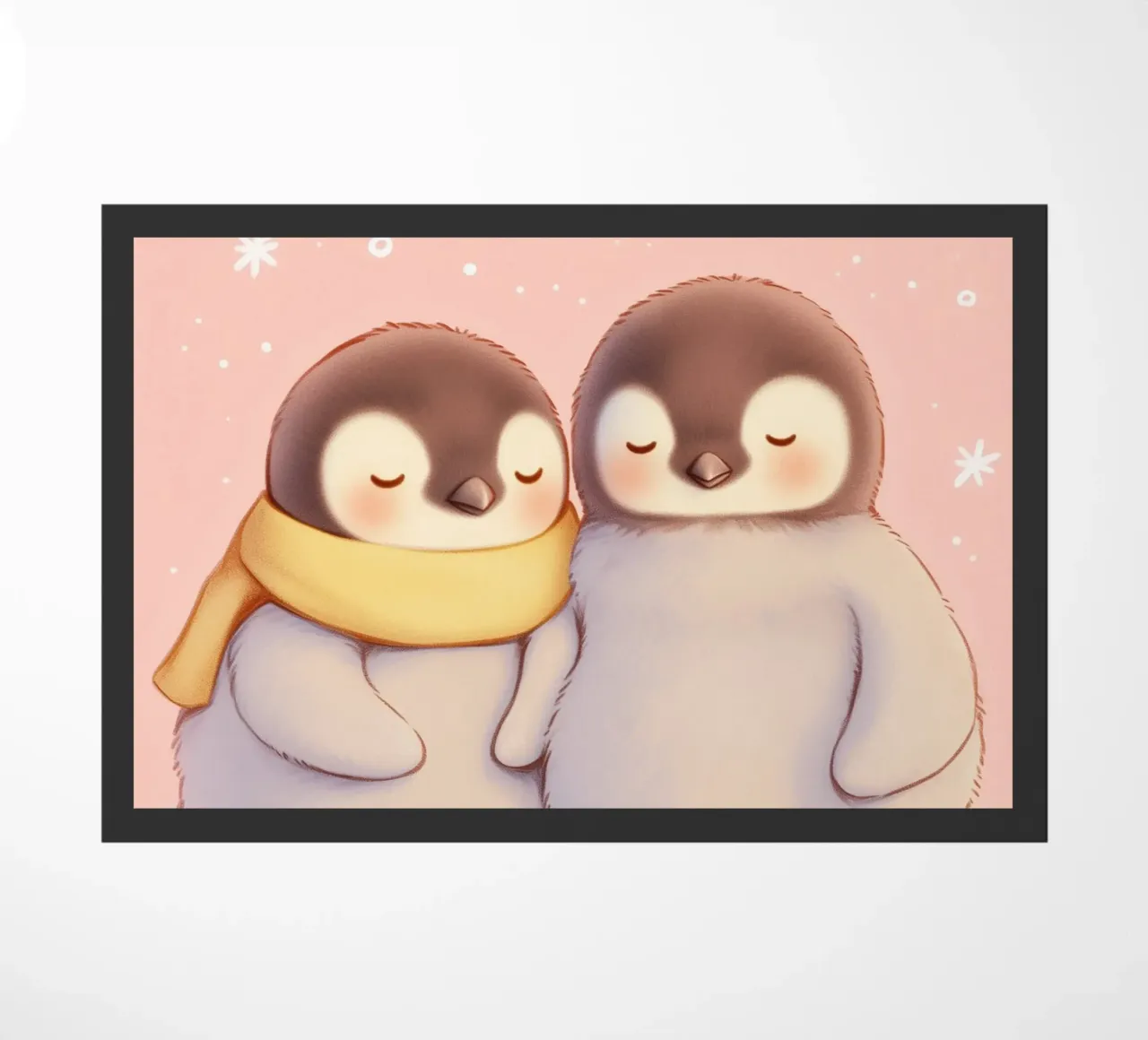 Pinguini romantici con un cuore zerbino da Carinaprint