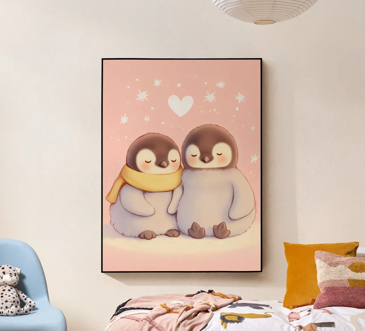 Pinguini romantici con un cuore plexiglass da Carinaprint