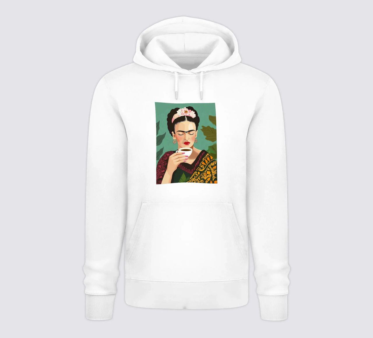 Il piacere del caffè con Frida felpa con cappuccio da Carinaprint