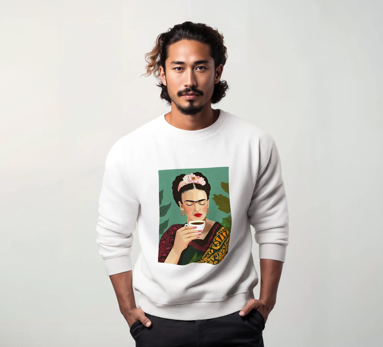 Il piacere del caffè con Frida felpa da Carinaprint
