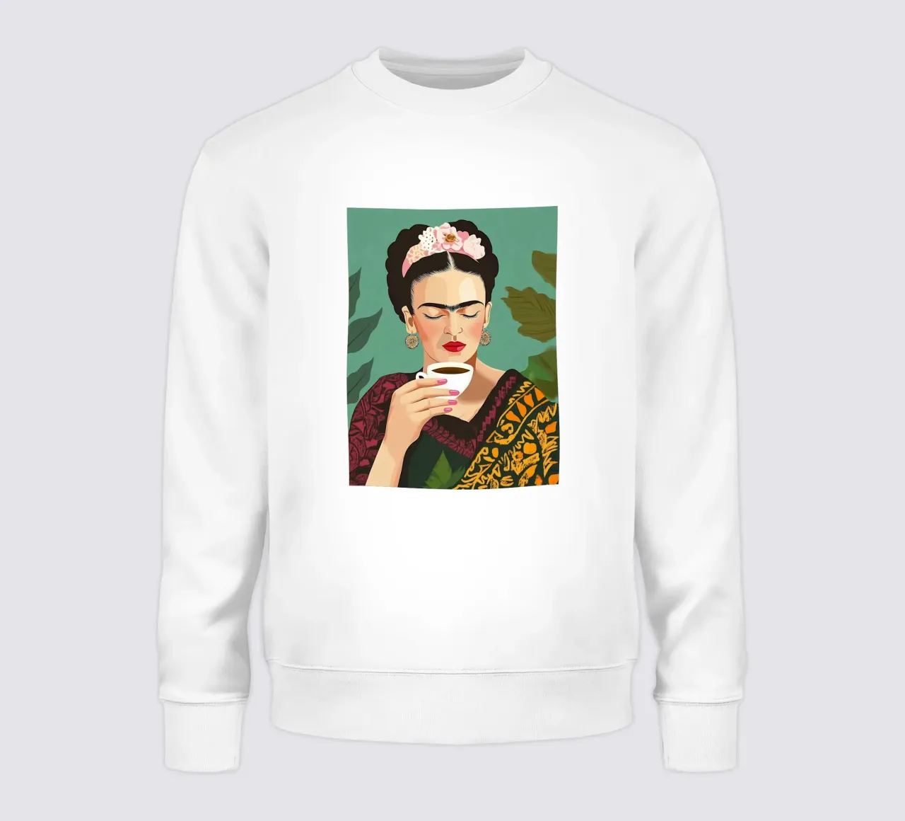Koffiepret met Frida sweatshirt van Carinaprint