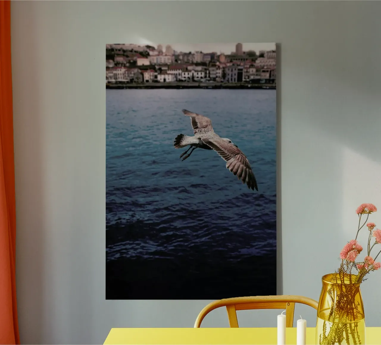 Seagull in Porto canvas met Baklijst van Sebastian Hilgetag
