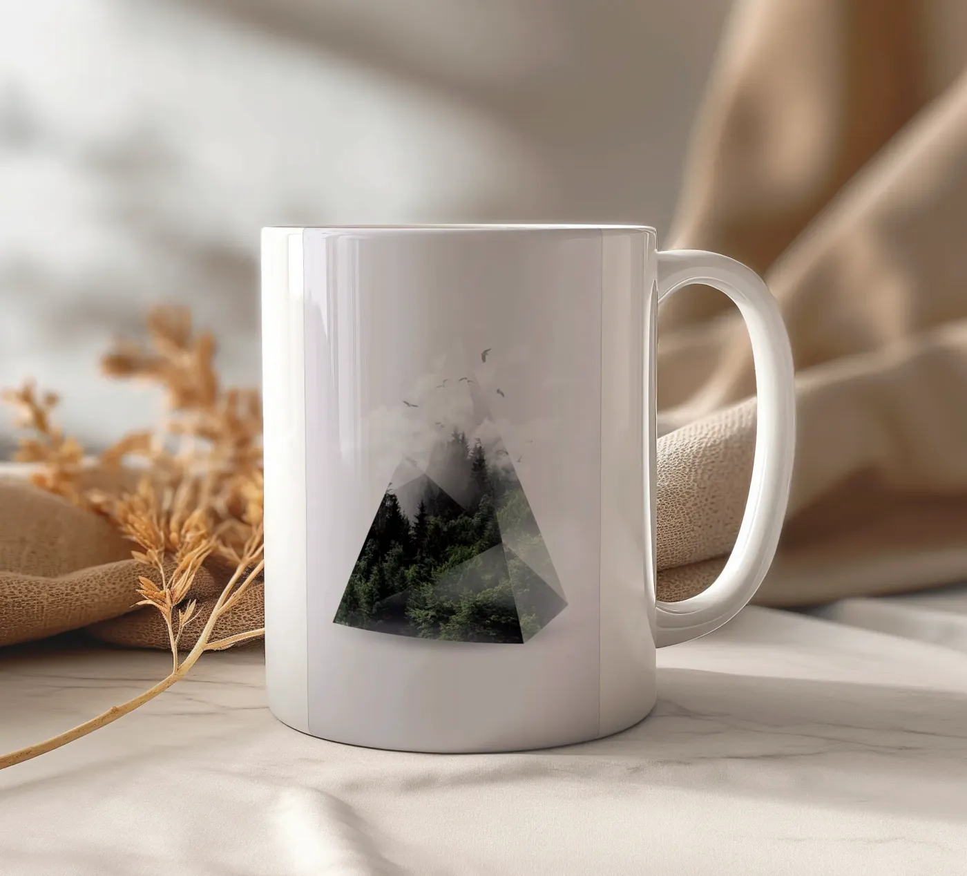 Forest Triangle ceramic mug by Róbert Farkas