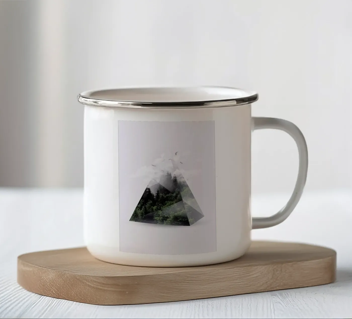 Forest Triangle enamel mug by Róbert Farkas