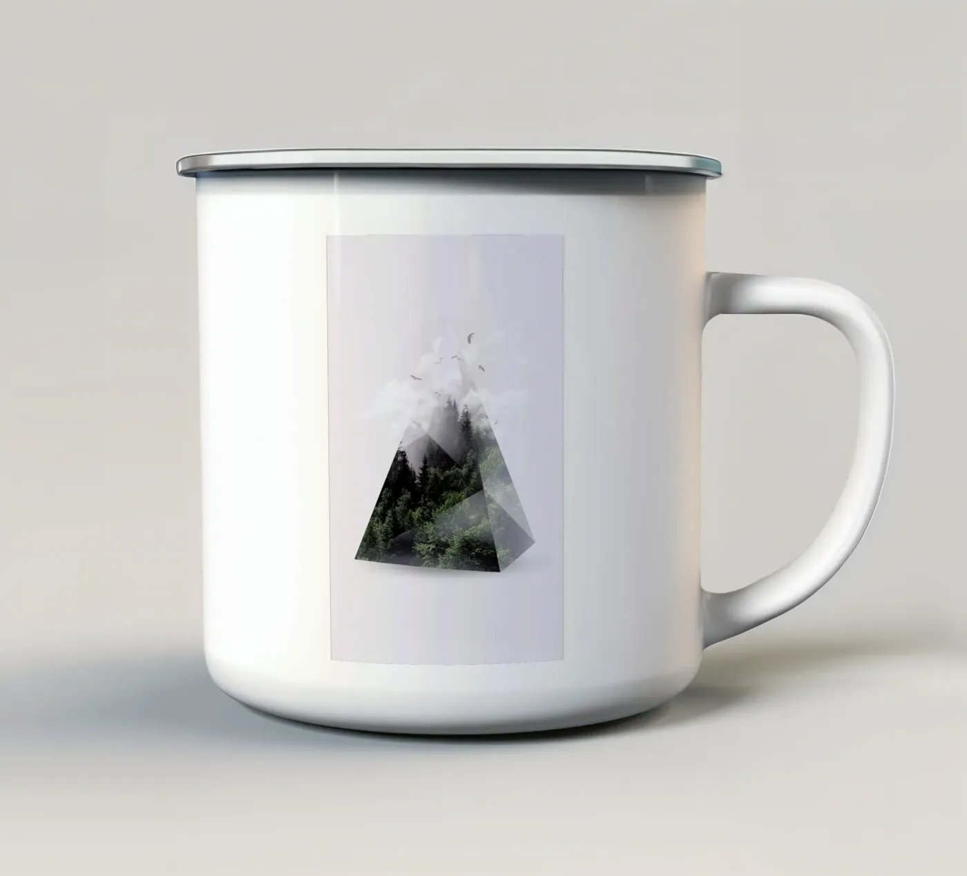 Forest Triangle enamel mug by Róbert Farkas