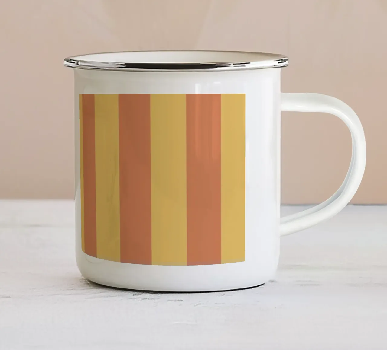 Retro Streifen Gelb Orange tazza in smalto da BAINAI KIDS