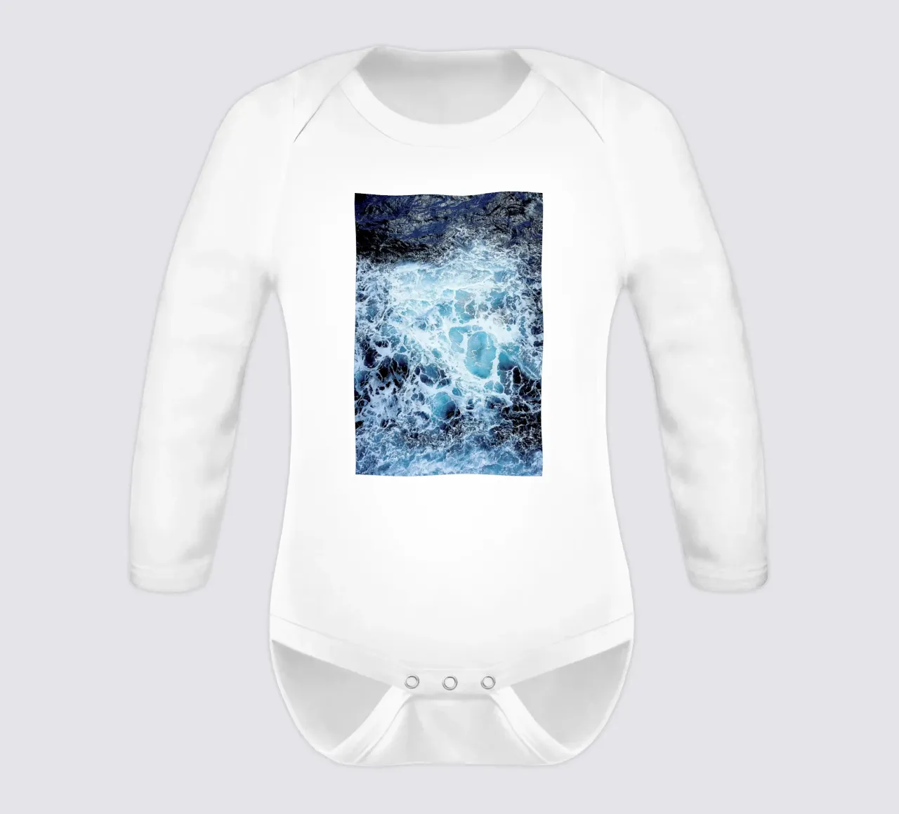 Blautöne des Meeres III long-sleeve baby romper by neon* fotografie