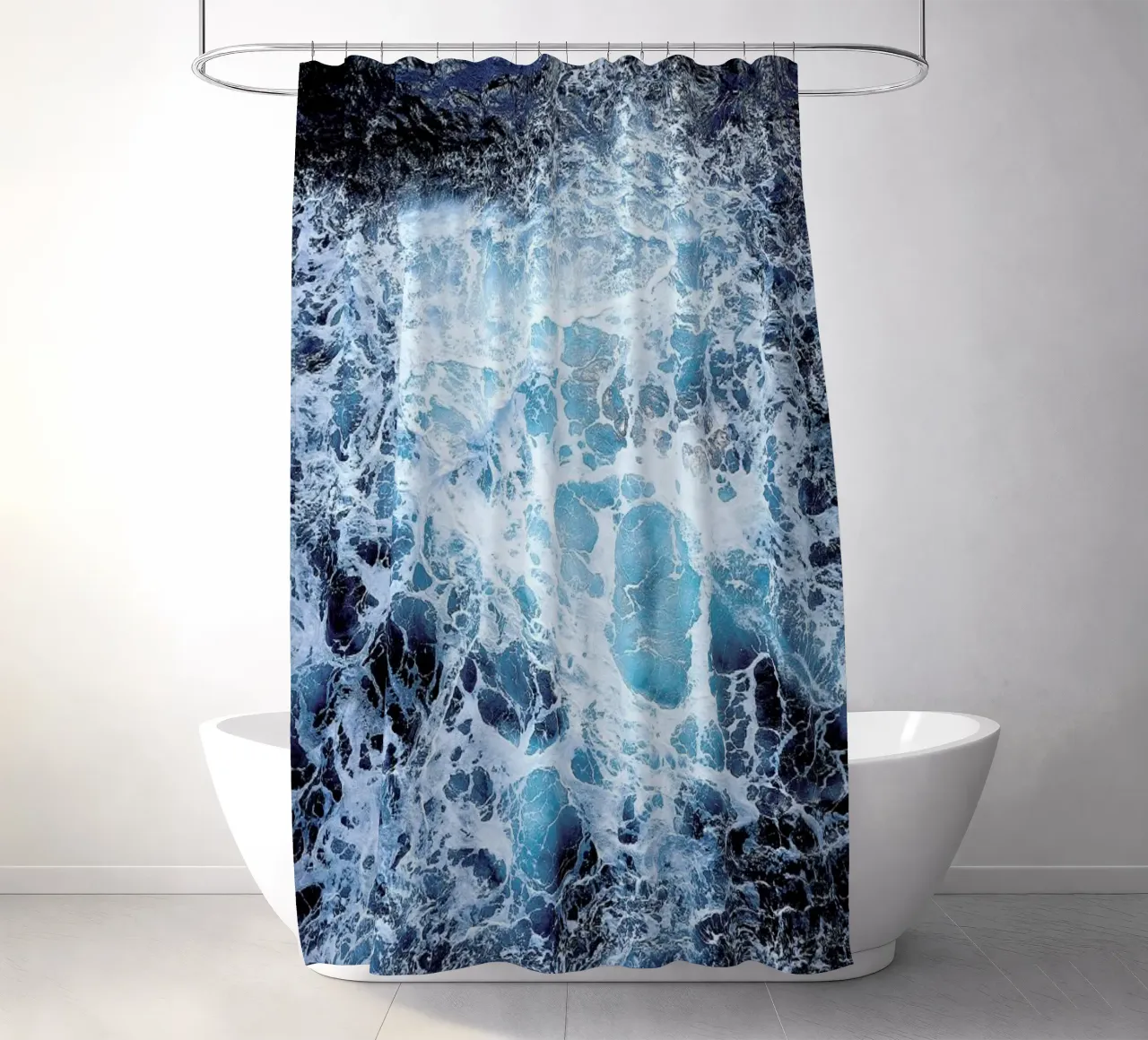 Blautöne des Meeres III shower curtain by neon* fotografie