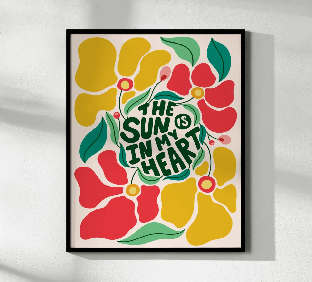 Il sole è nel mio cuore poster con telaio in legno da easternspringco
