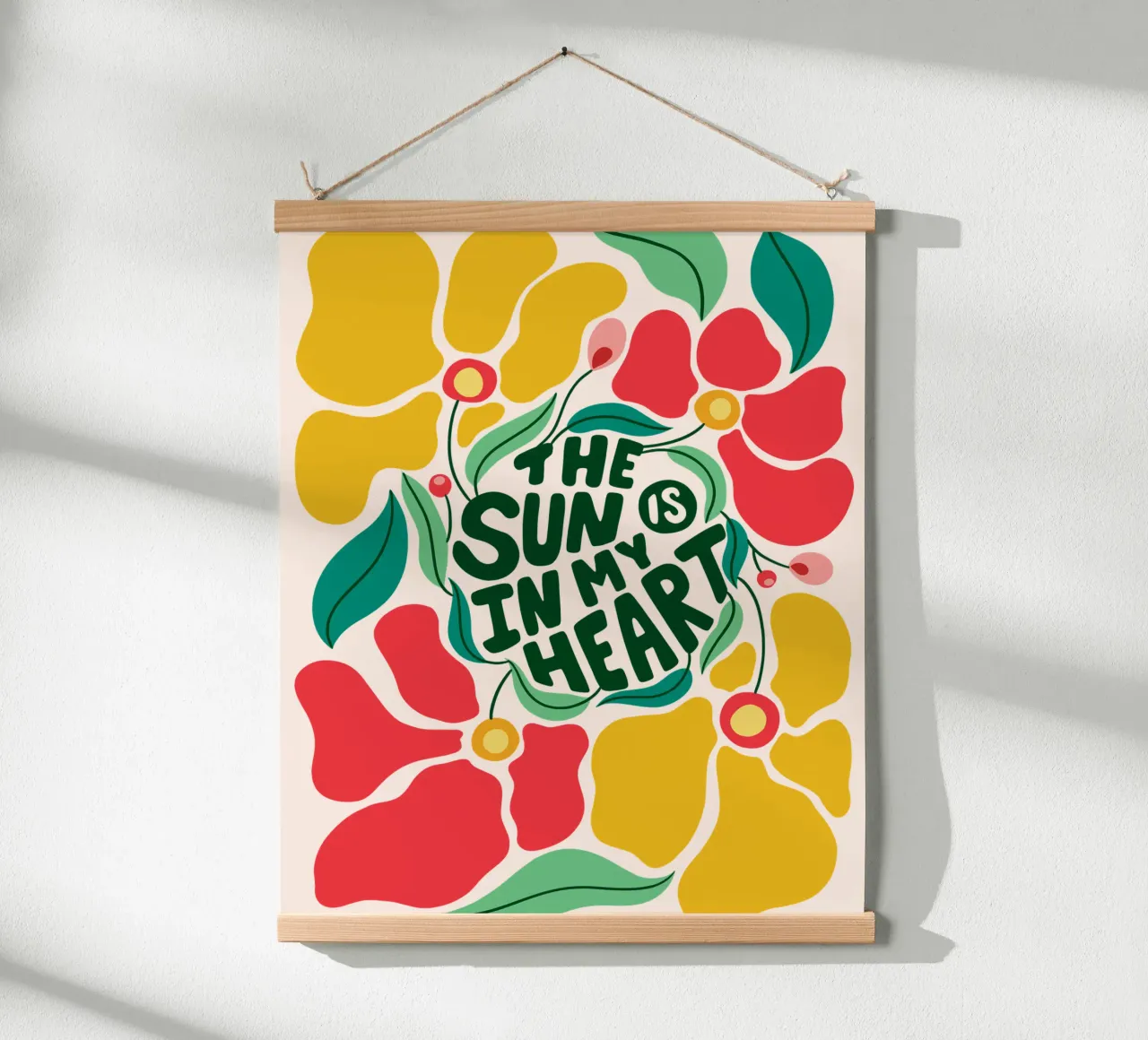 Il sole è nel mio cuore poster con telaio in legno da easternspringco