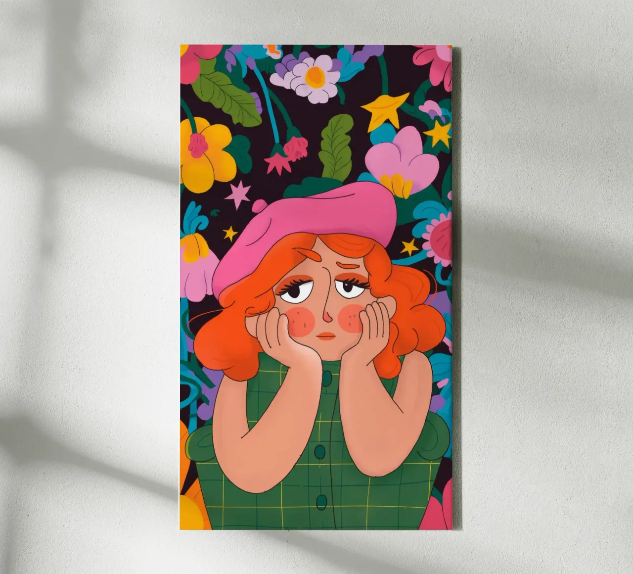 Peinzende bloemengedachten canvas met Baklijst van Prism Palette