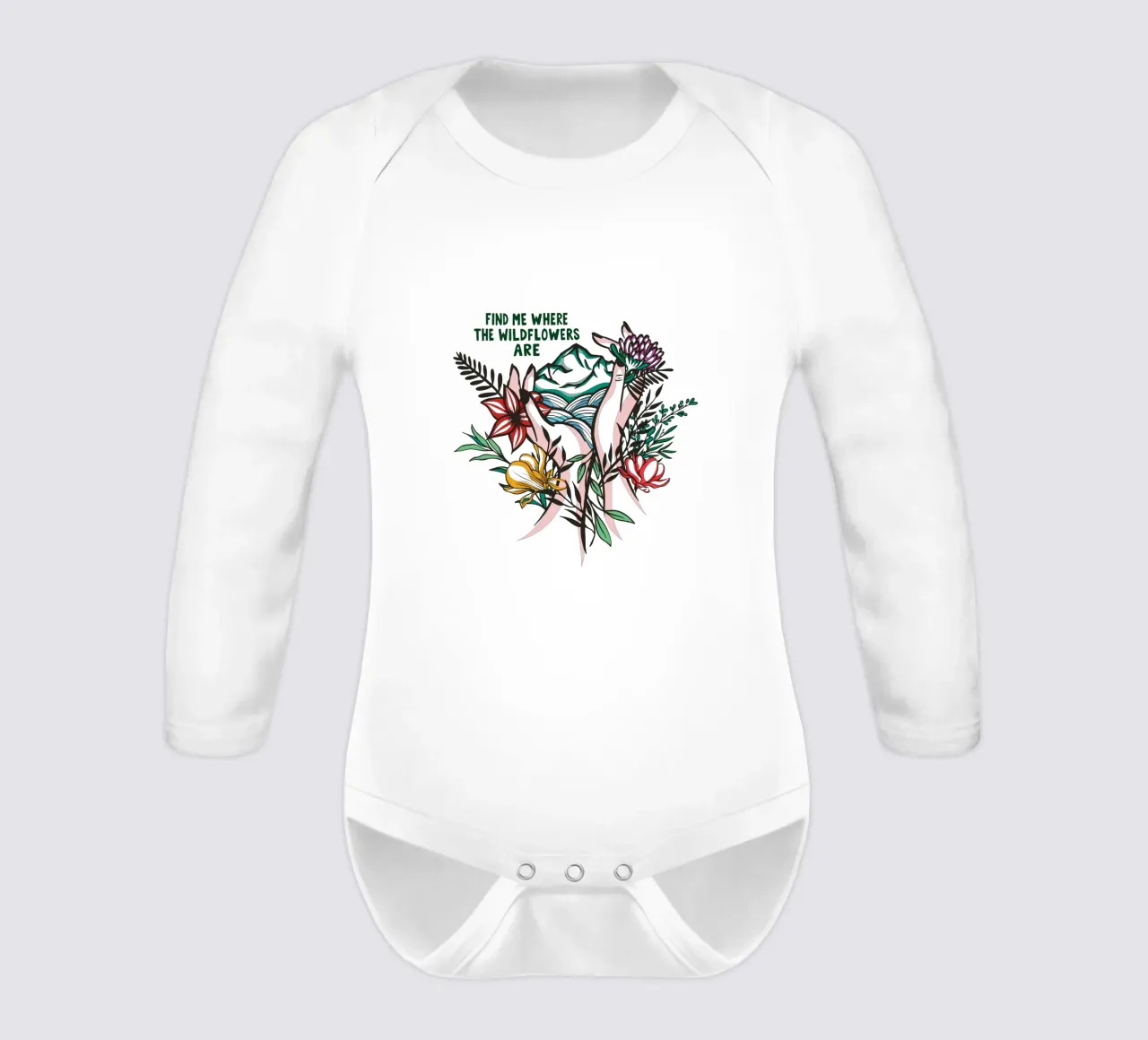 Finde mich, wo die Wildblumen sind Langarm Babybody von easternspringco