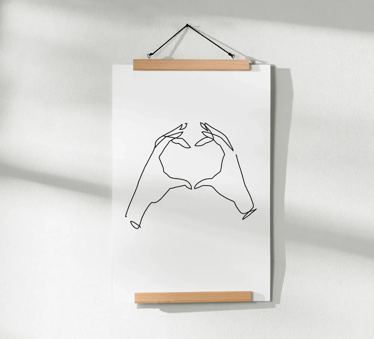 Oneline Heart poster met aluminium frame van KRUTH DESIGN