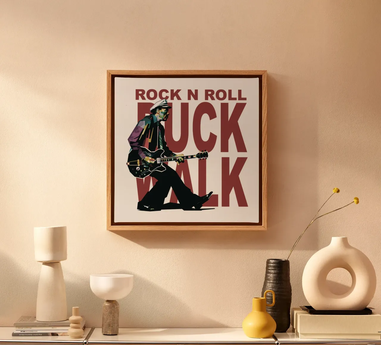 Chuck Berry Duck Walk canvas with Floater frame by Alkahfsmart
