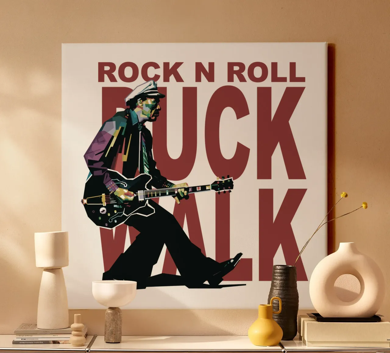 Chuck Berry Duck Walk canvas with Floater frame by Alkahfsmart