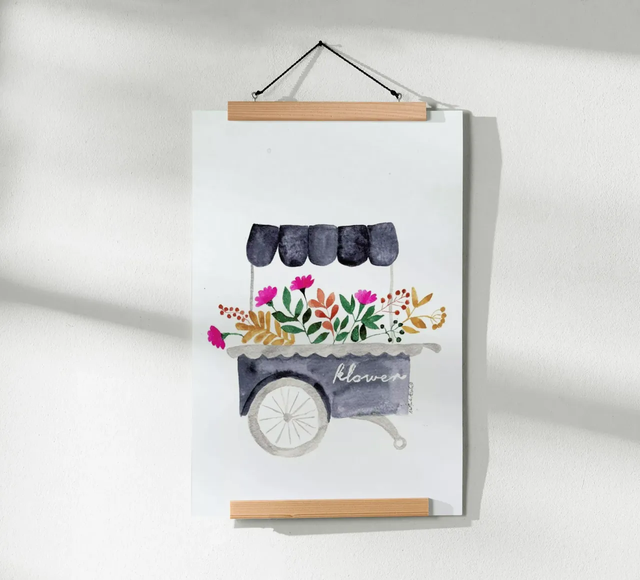 Flowers Market poster con telaio in legno da Nathys_illustration