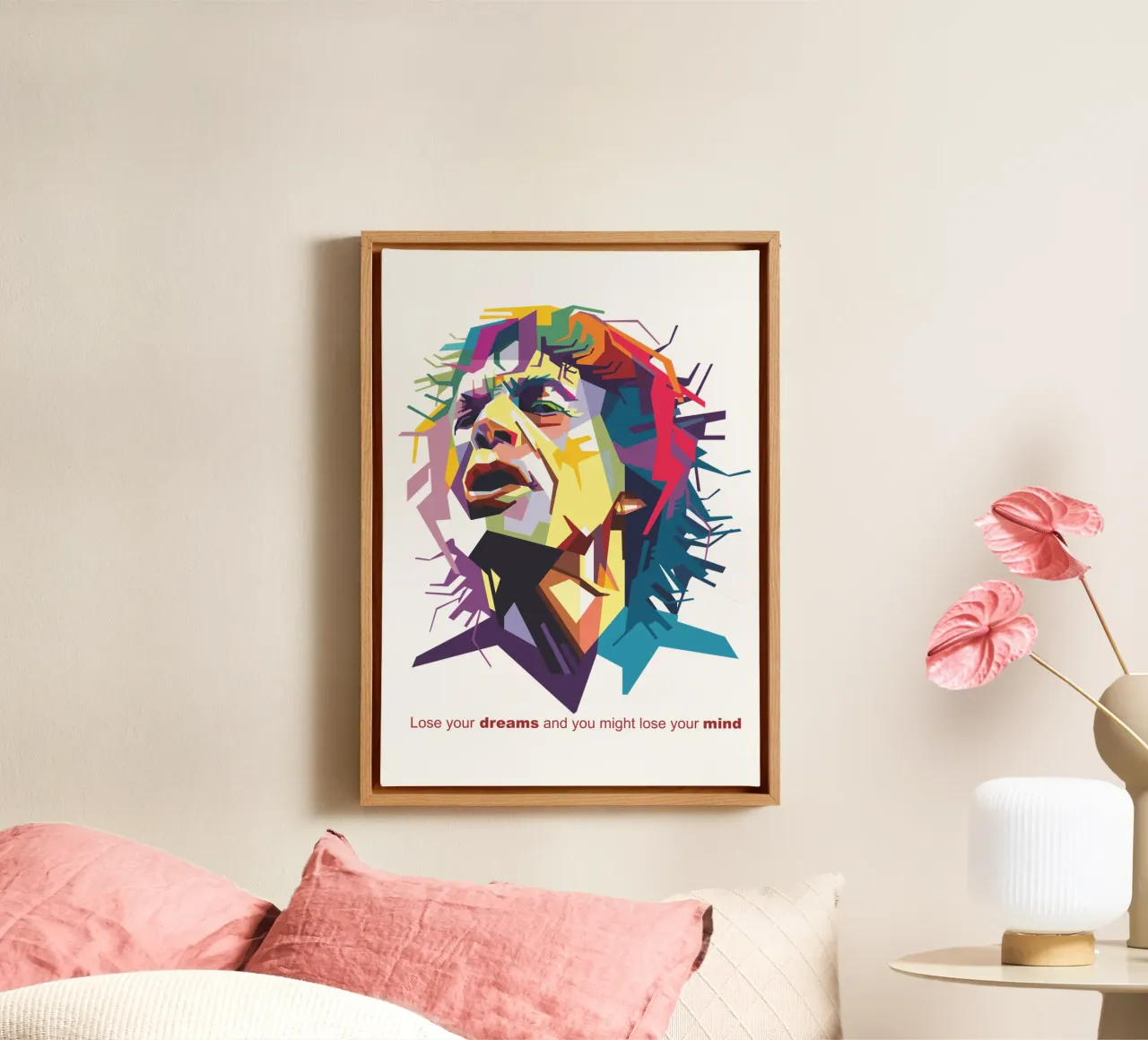 Lose your dreams and you might lose your mind canvas with Floater frame by Alkahfsmart