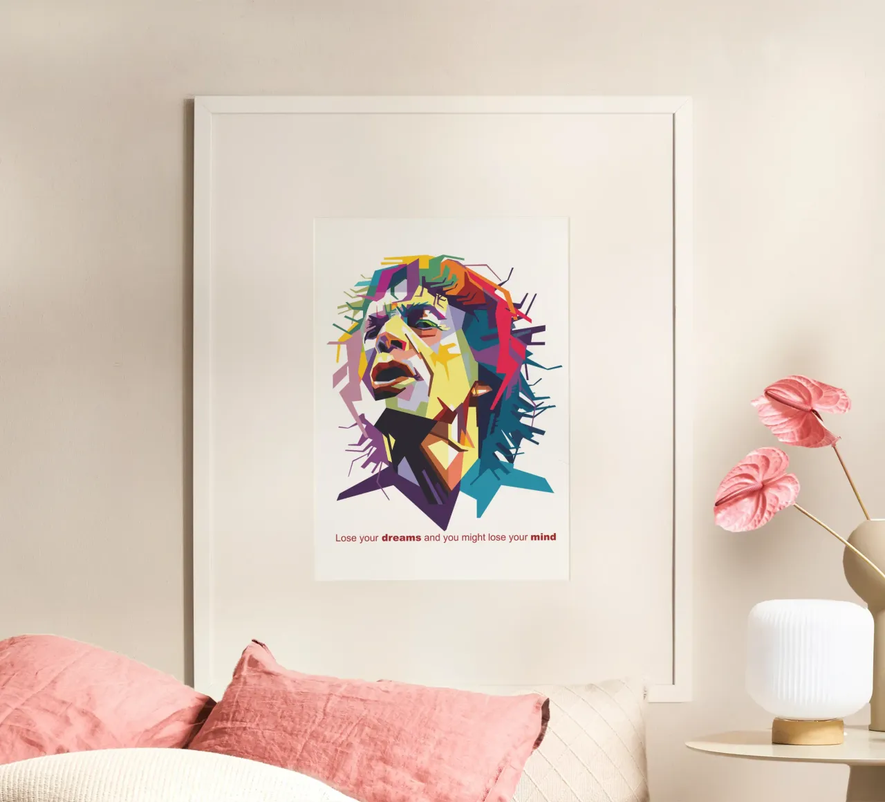 Se perdete i vostri sogni, potreste perdere la testa. poster con telaio in legno da Alkahfsmart