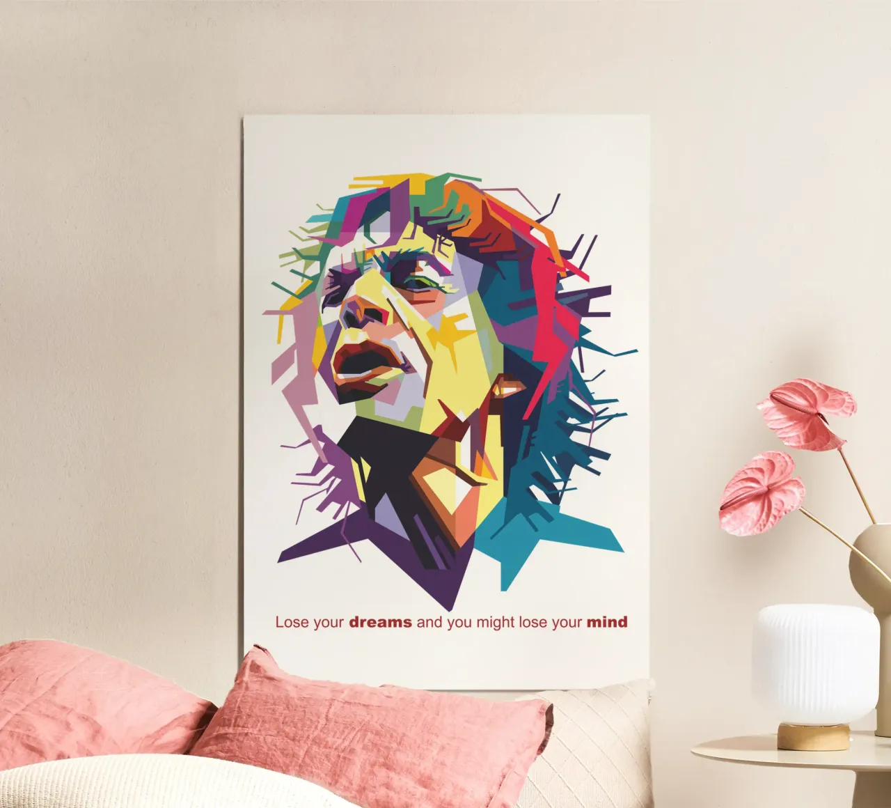 Se perdete i vostri sogni, potreste perdere la testa. poster con telaio in legno da Alkahfsmart