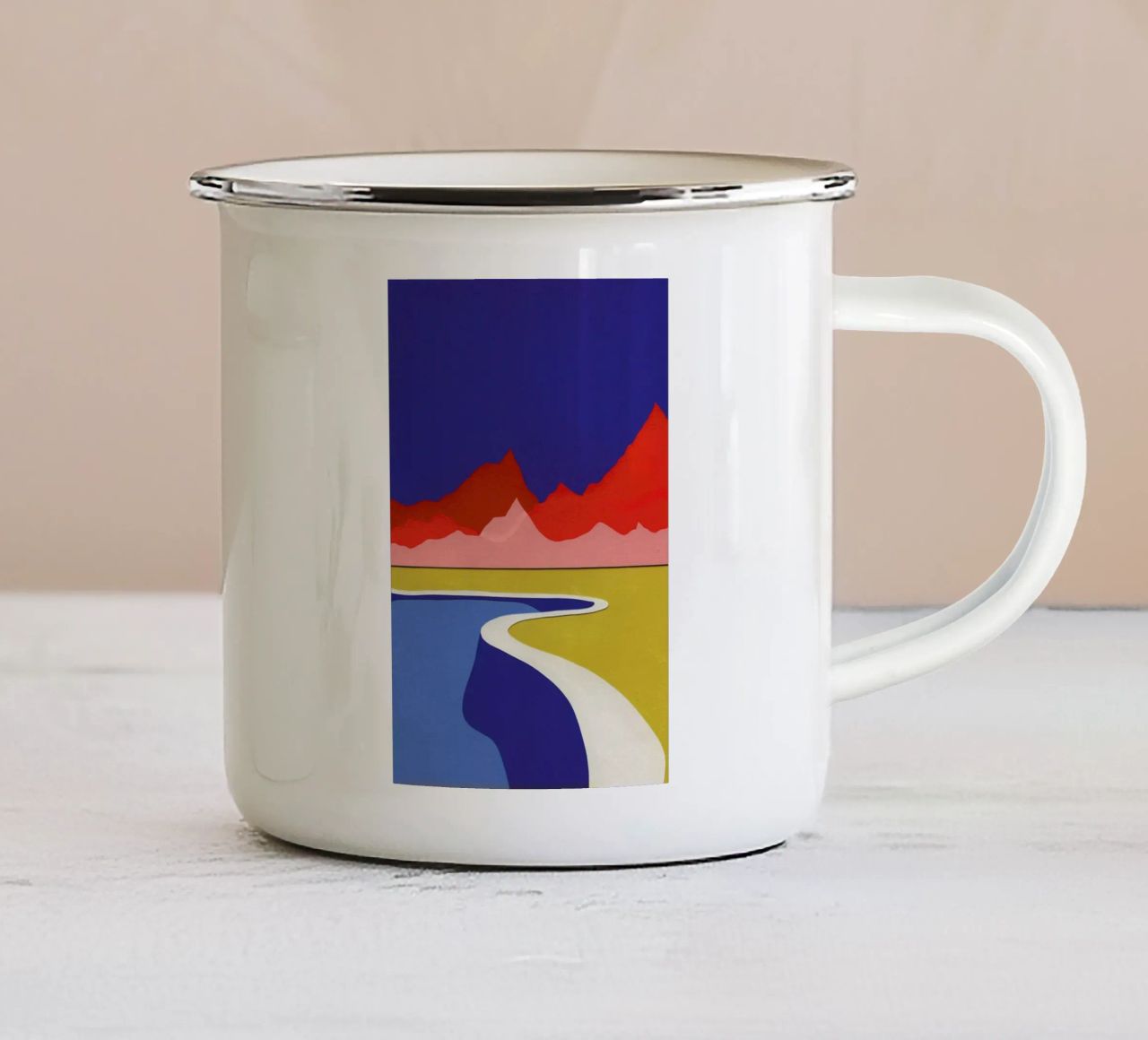 Red Hills Desert Pool Emaille Tasse von Rosi Feist