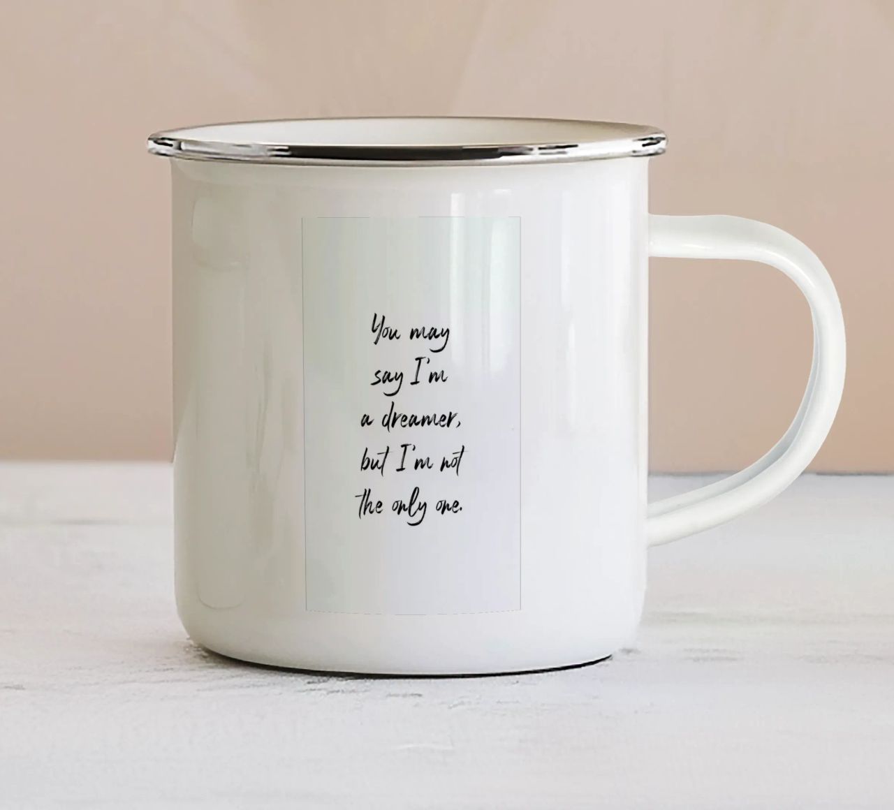 A Dreamer tazza in smalto da typed