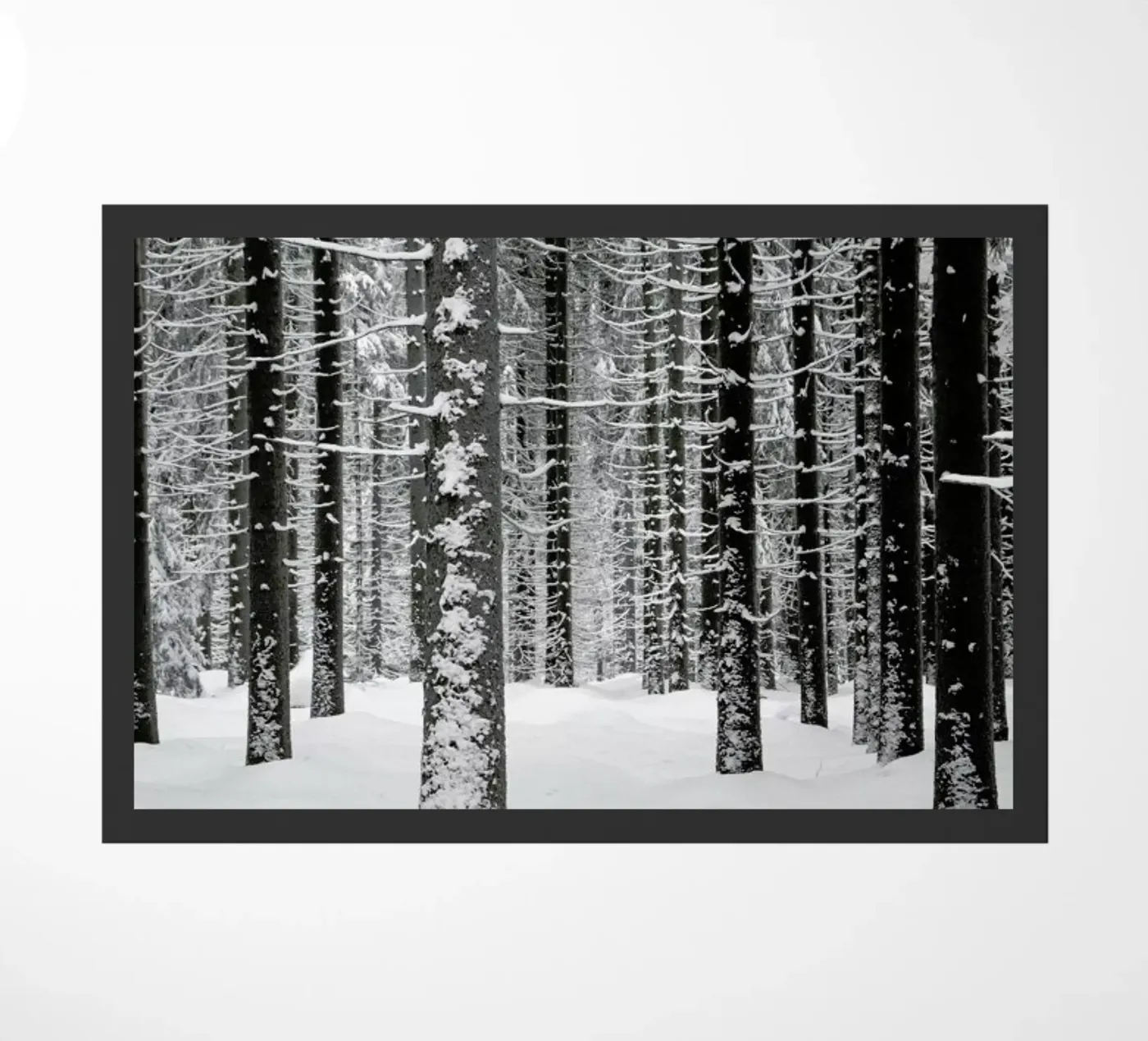Deep Dark White Forest doormat by Studio Nahili