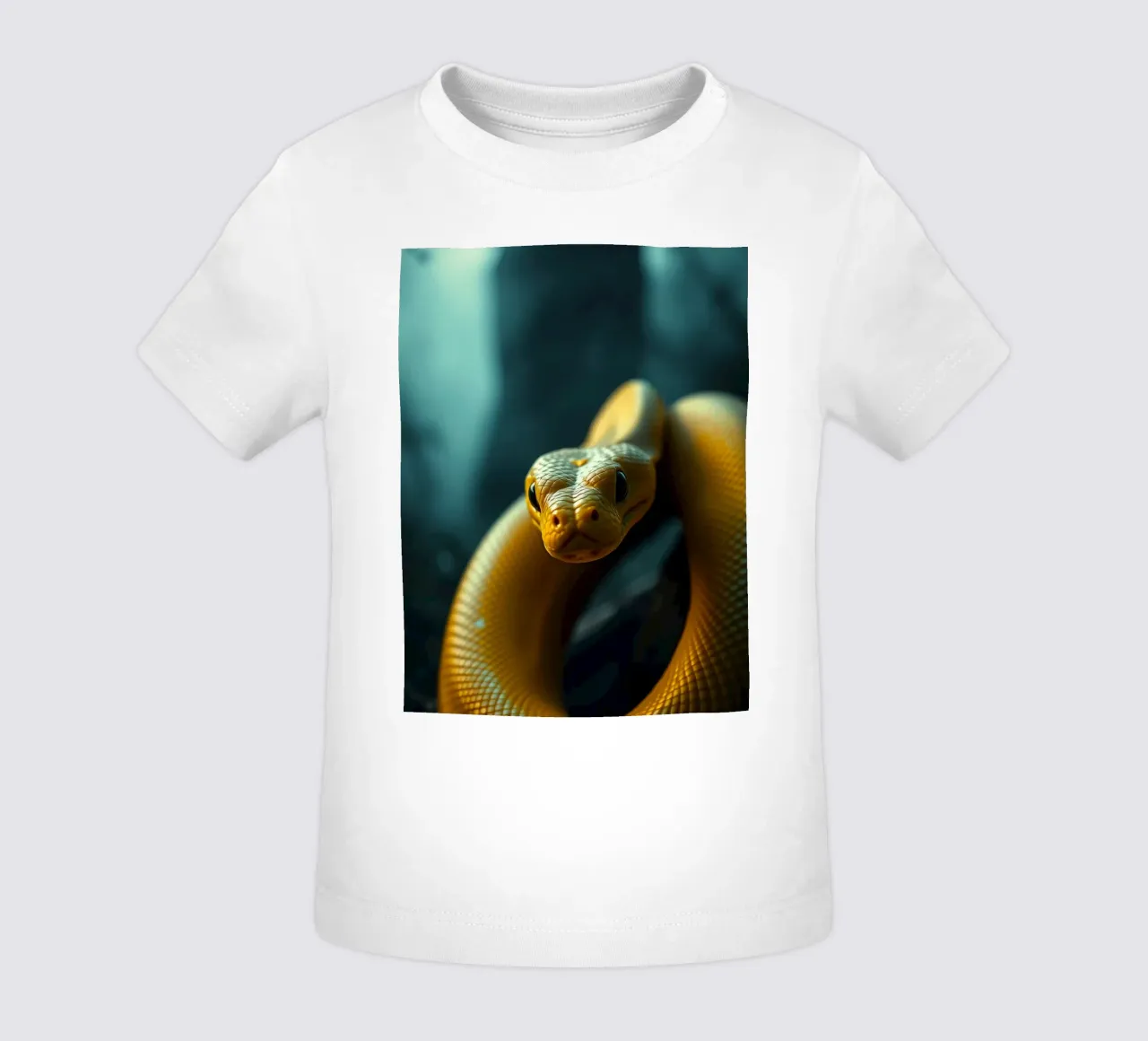 Un serpente giallo splendidamente arrotolato appoggiato su uno sfondo scuro maglietta neonato da DesignDoodle