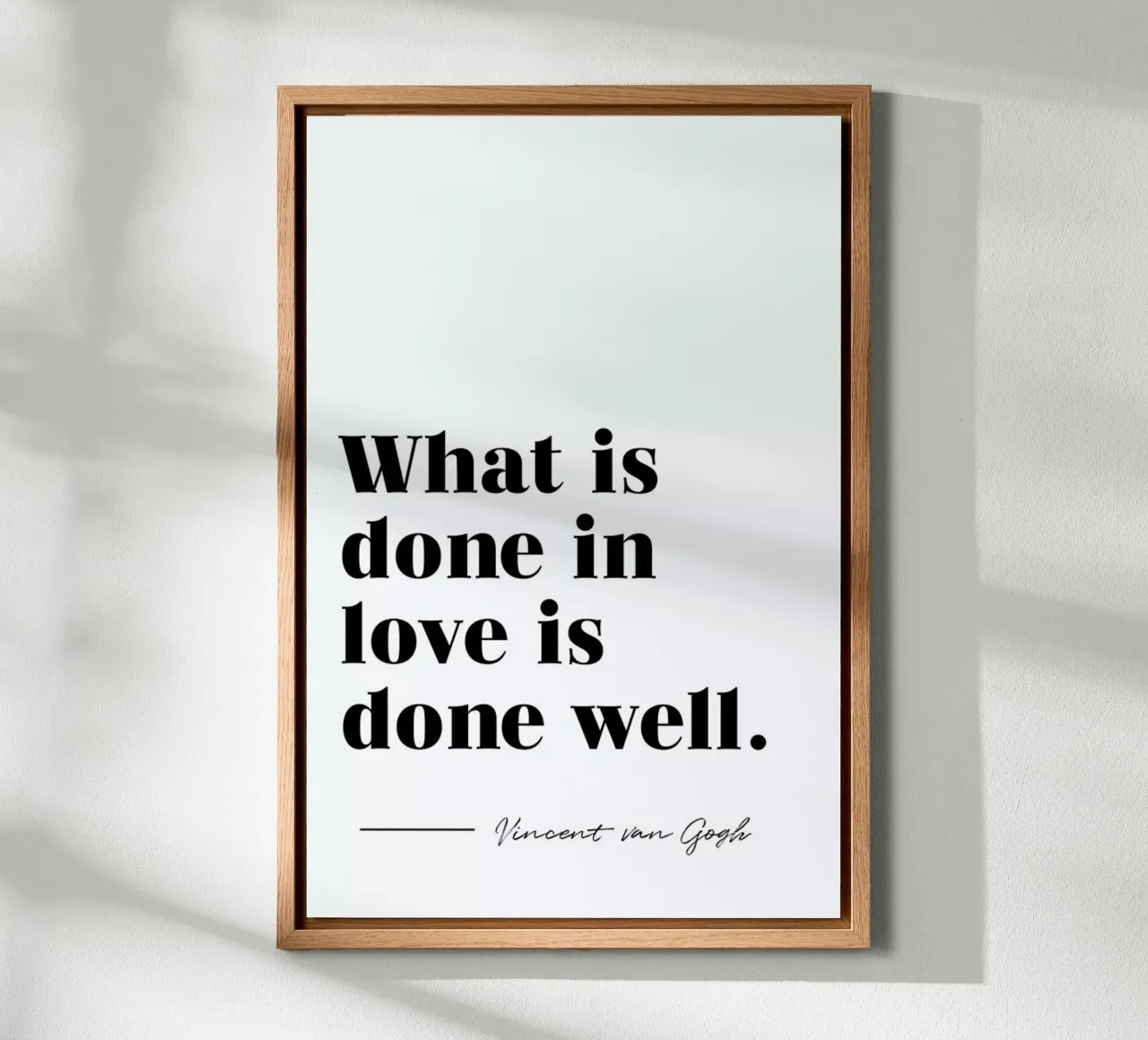 Done in Love canvas met Baklijst van typed