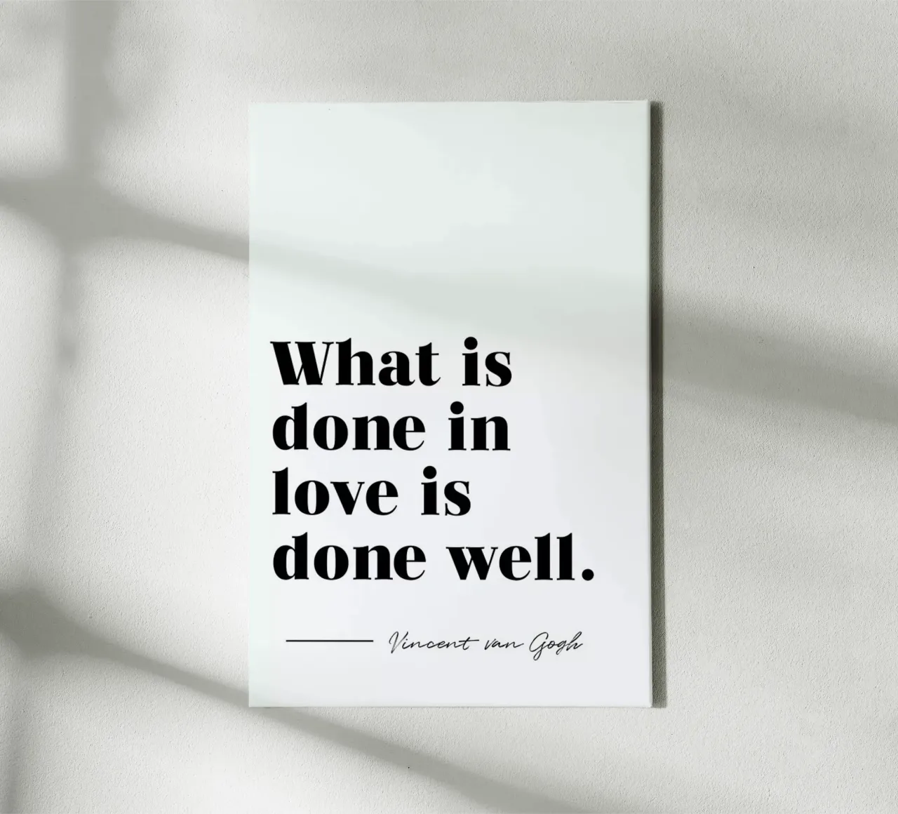 Done in Love canvas met Baklijst van typed