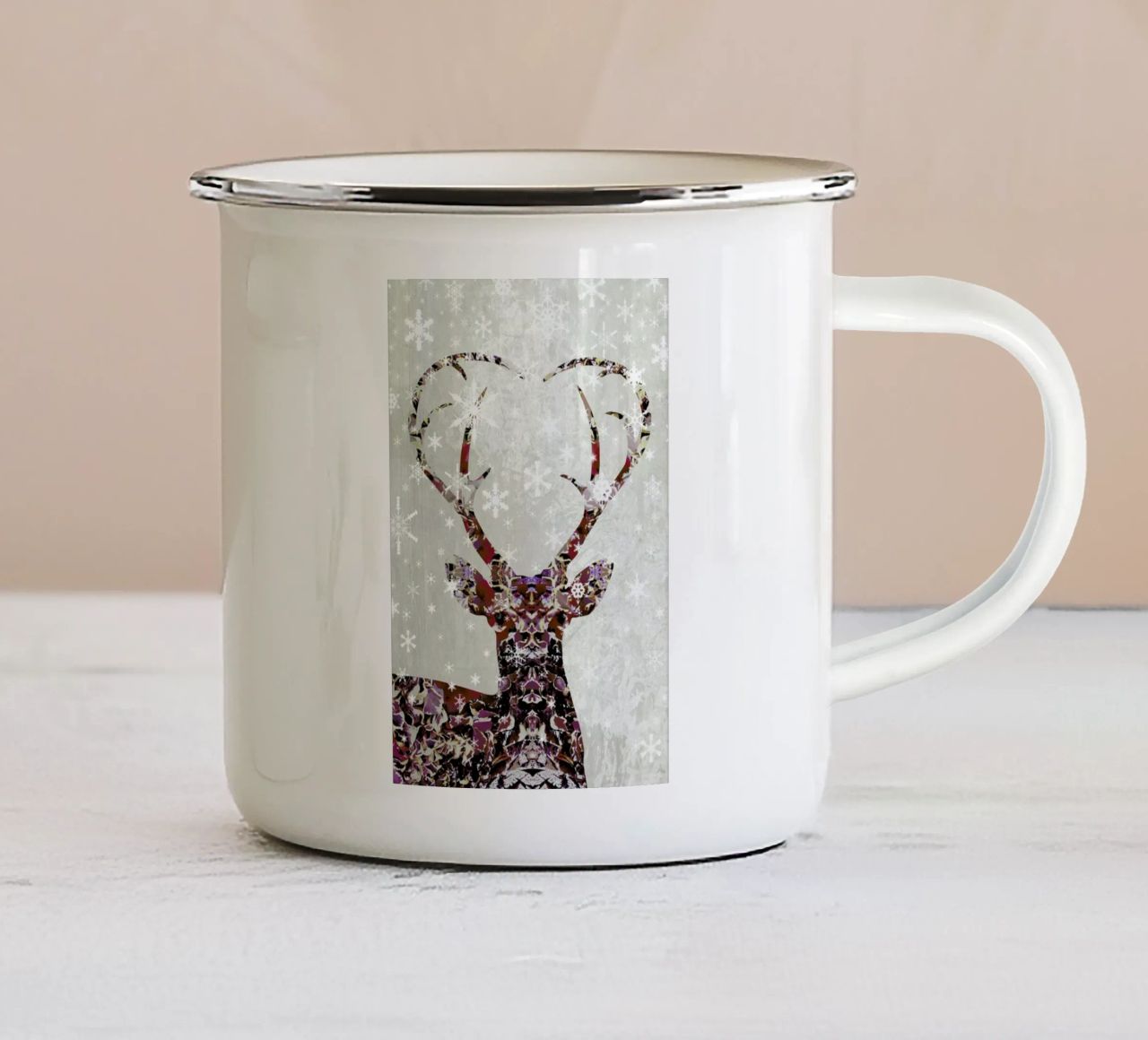 Snow Deer tazza in smalto da Angelo Cerantola