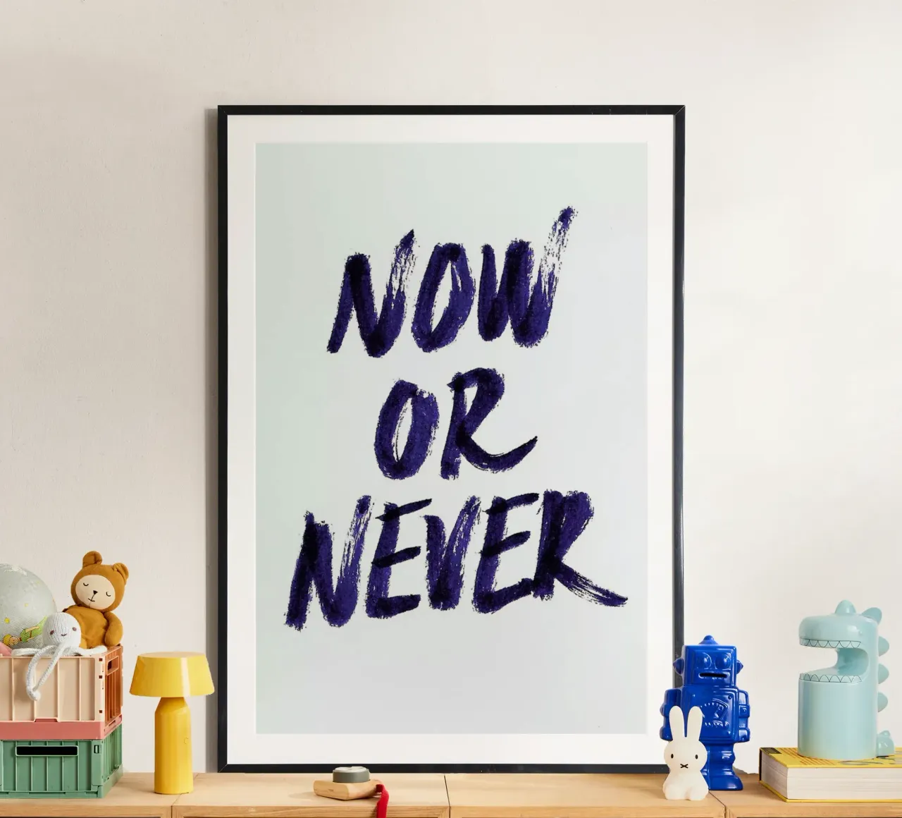 Now or Never poster con telaio in plastica da Róbert Farkas