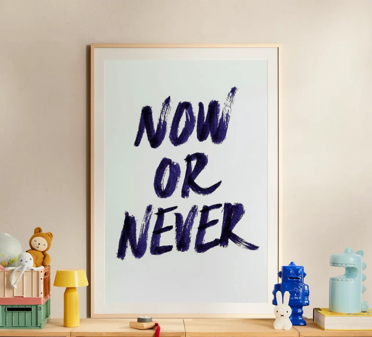 Now or Never poster con telaio in plastica da Róbert Farkas