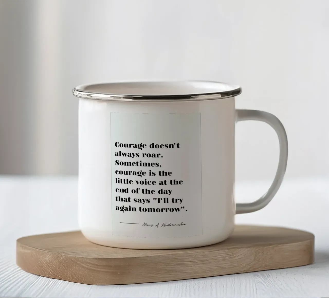 Courage tazza in smalto da typed