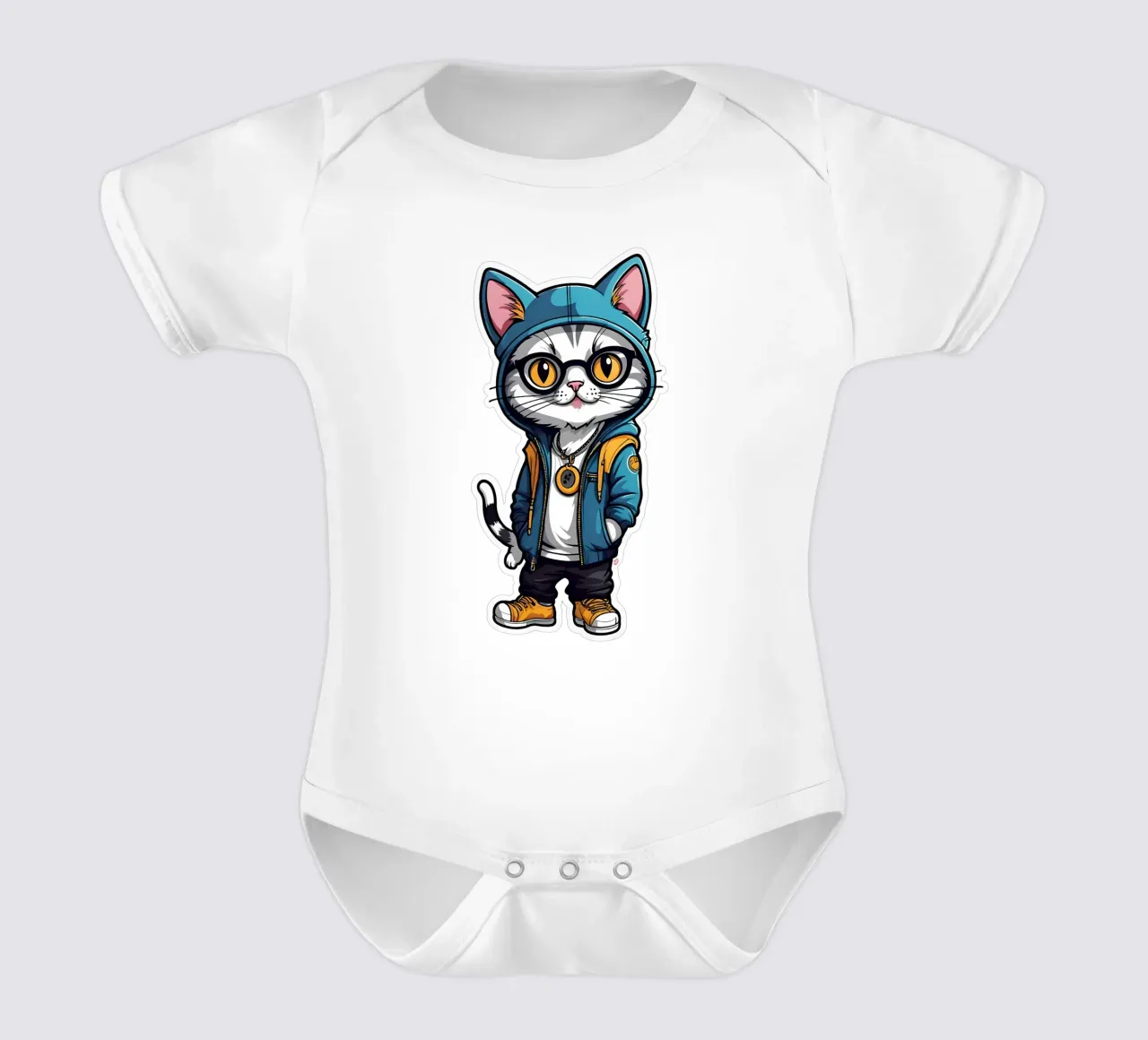 Gatto fresco, motivo 1 body neonato maniche corte da ZAMART - PopArt