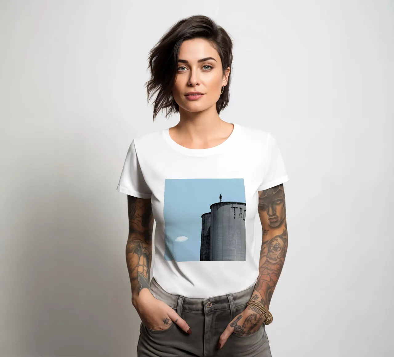 The Man women's fitted t-shirt by Rafael Burato