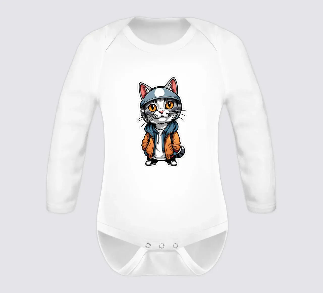 Cool cat, motif 3 long-sleeve baby romper by ZAMART - PopArt