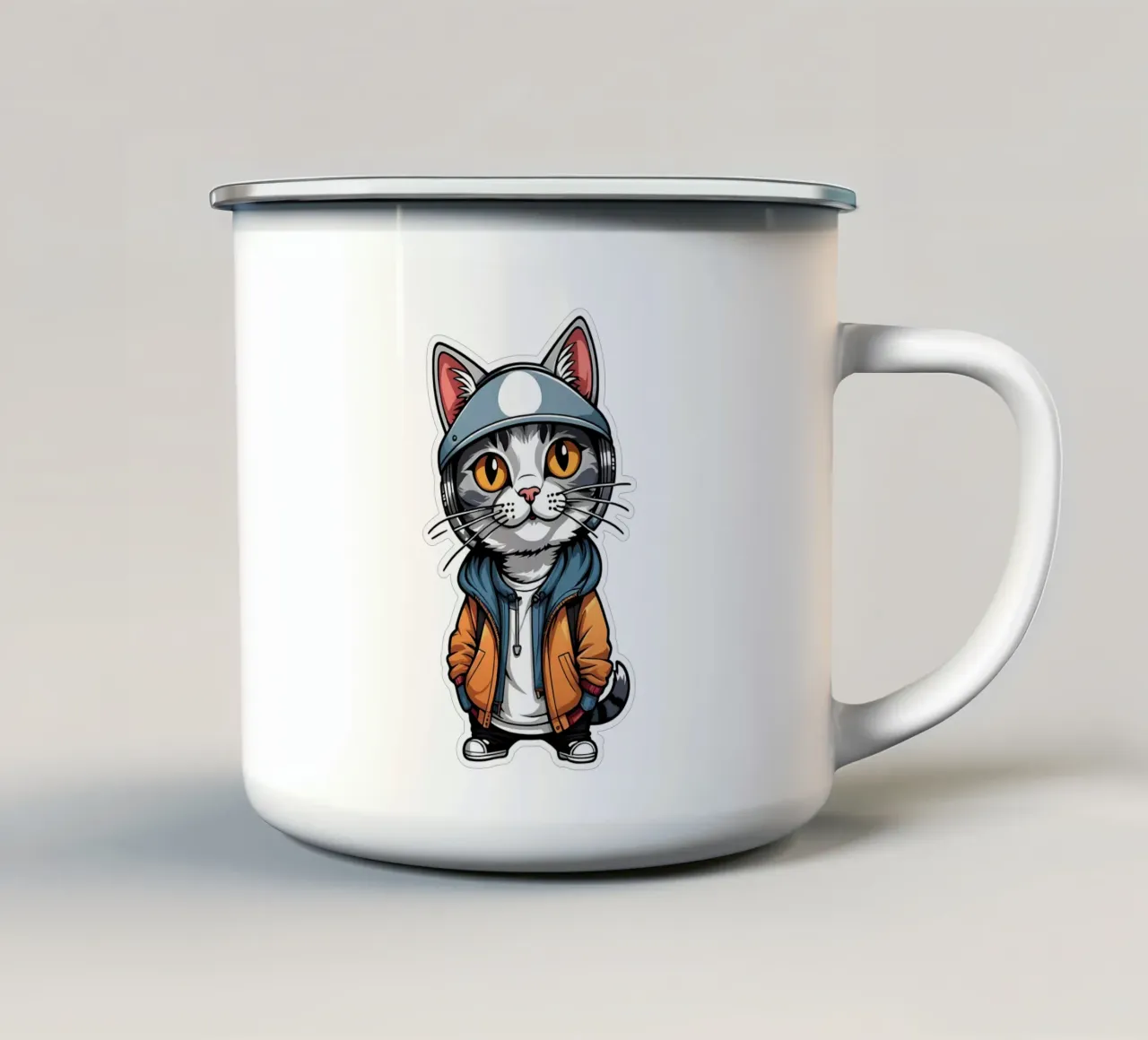 Gatto fresco, motivo 3 tazza in smalto da ZAMART - PopArt