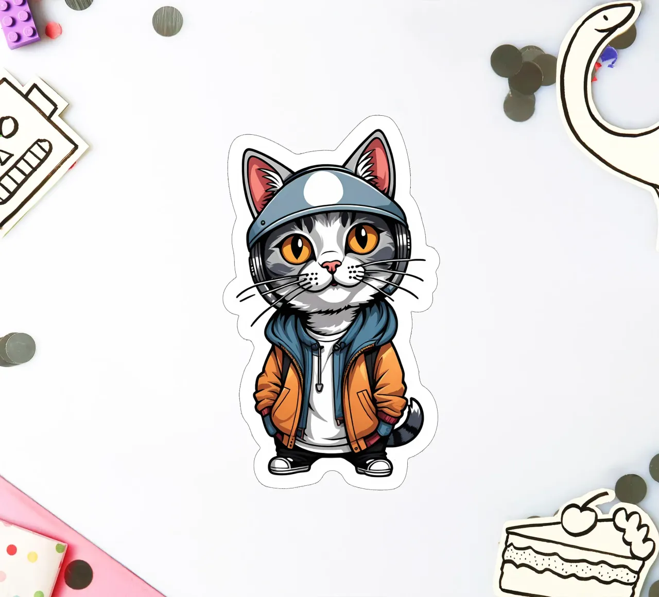 Cool cat, motif 3 sticker by ZAMART - PopArt
