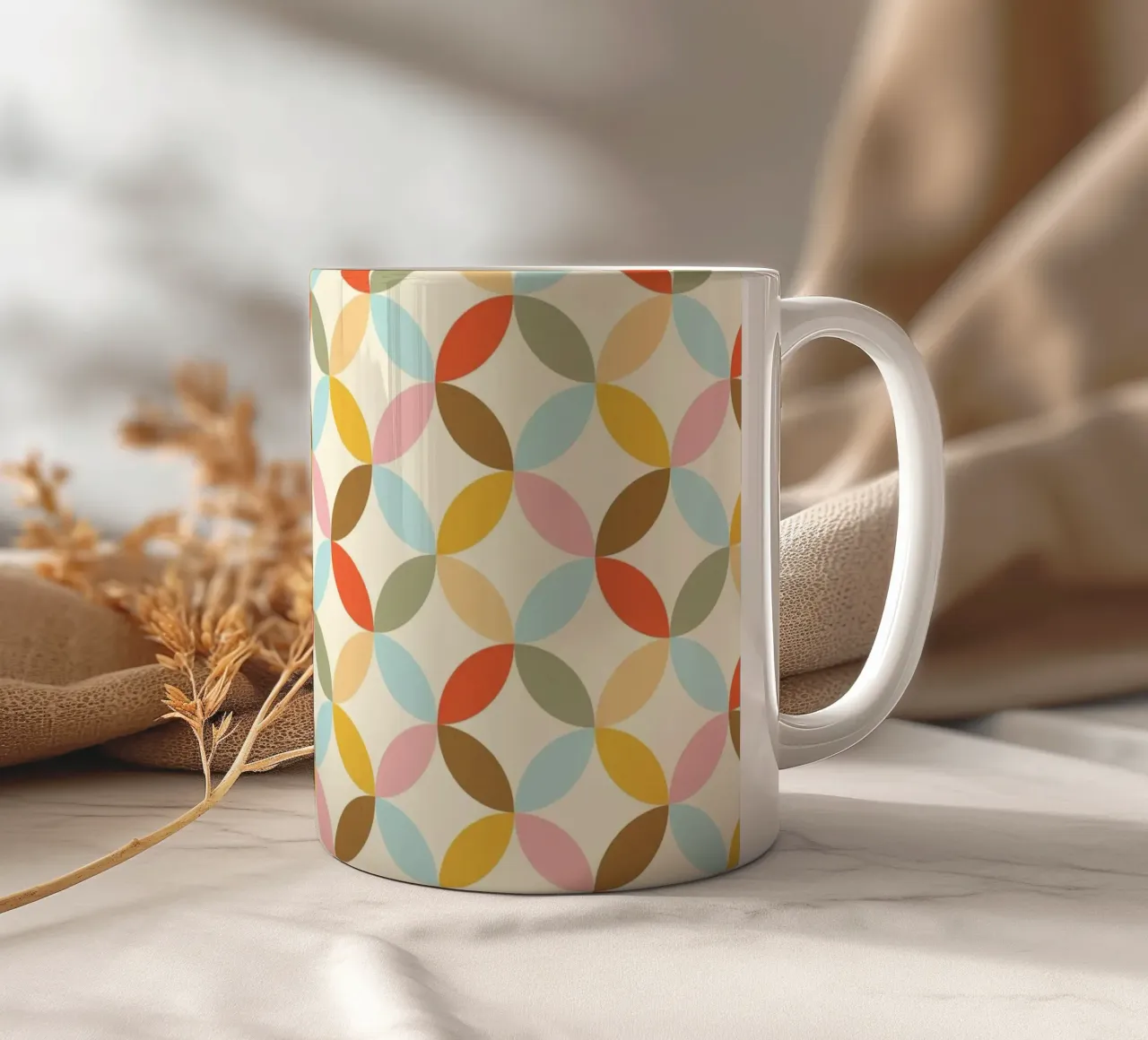 Floreale geometrico di metà secolo tazza in ceramica da showmemars