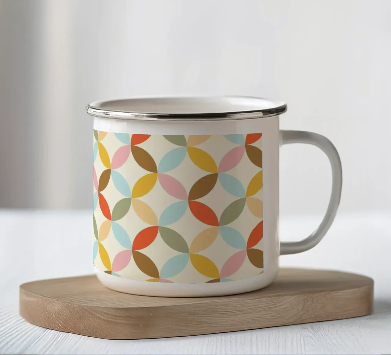 Floreale geometrico di metà secolo tazza in smalto da showmemars