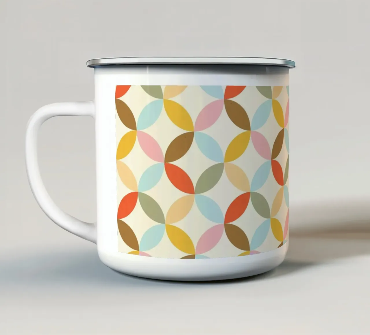 Floreale geometrico di metà secolo tazza in smalto da showmemars