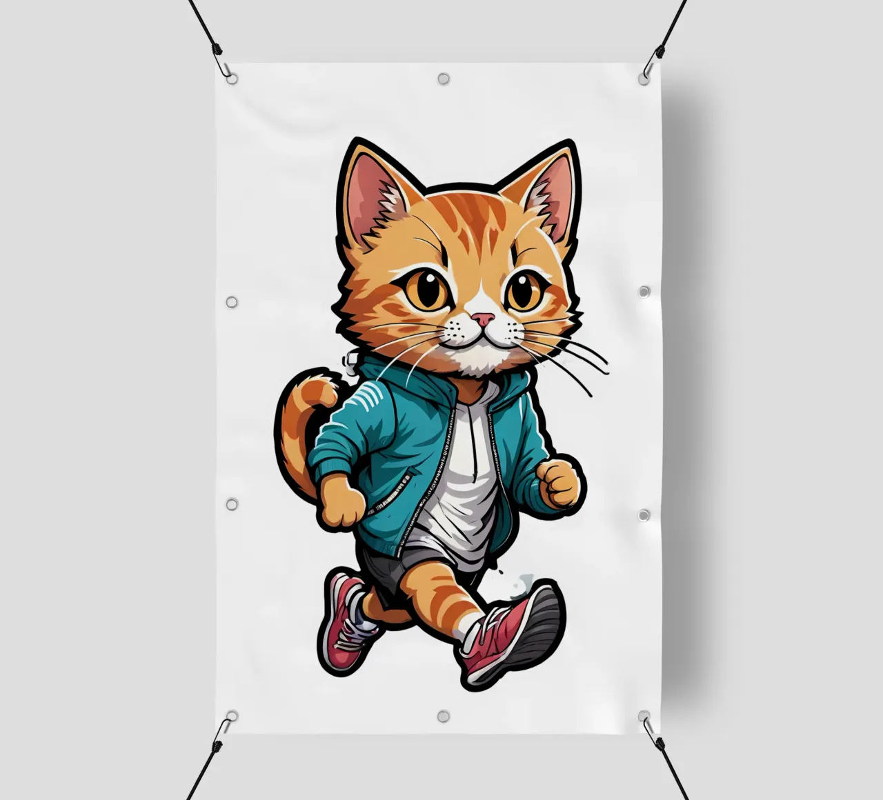 Gatto che fa jogging telo in pvc da ZAMART - PopArt