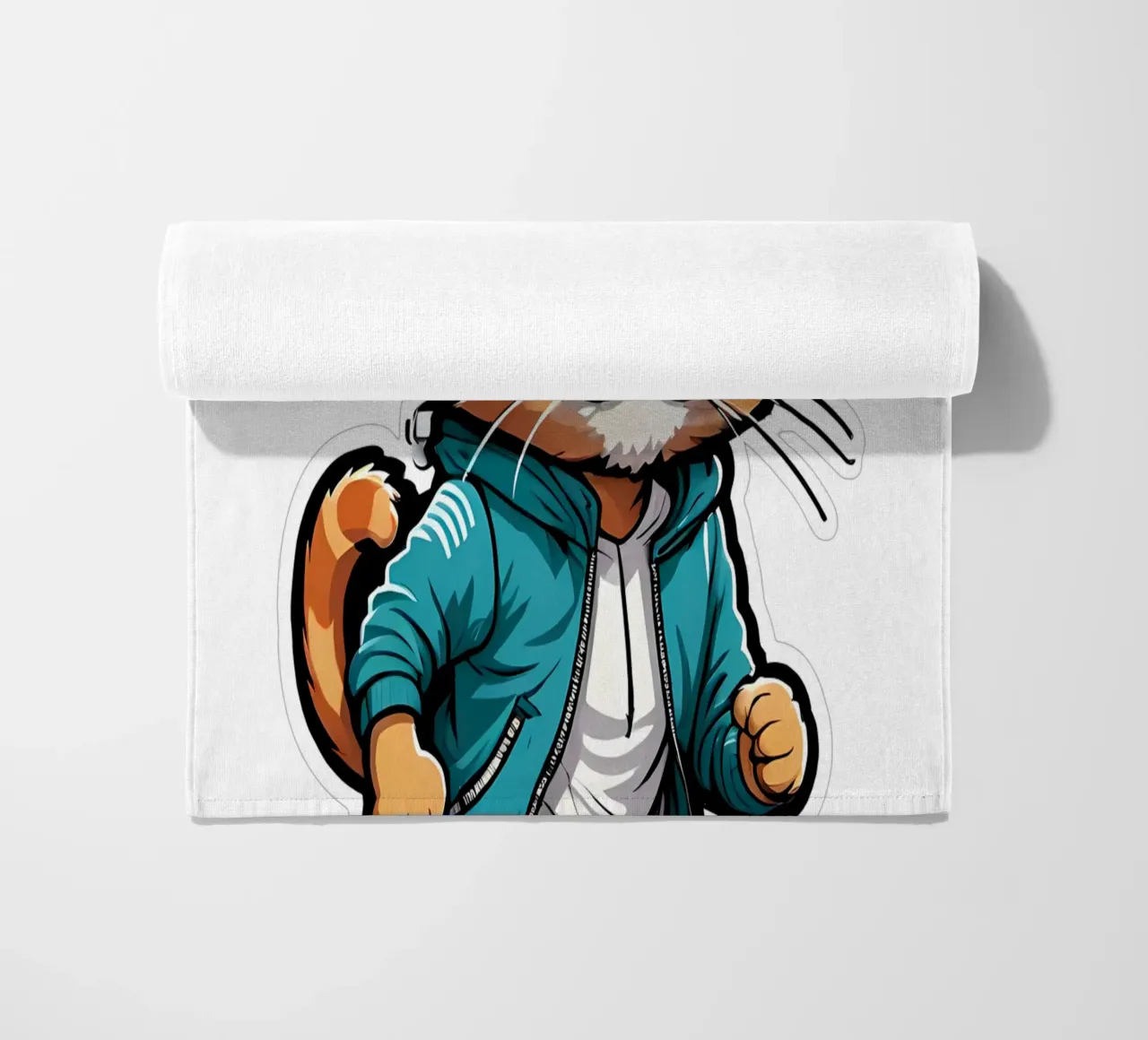 Gatto che fa jogging telo mare da ZAMART - PopArt